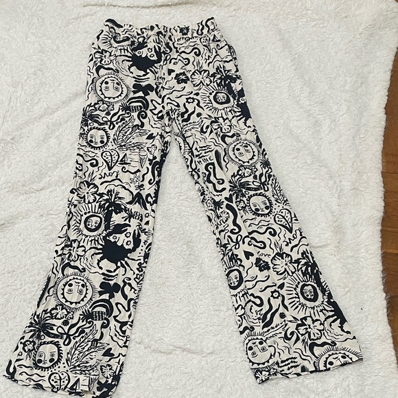 Monkl Cream and Black Abstract Pants - Picture 1 of 12